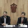 Maestro Sergio Medina y maestro Hugo Ernesto Trujillo en rueda de prensa